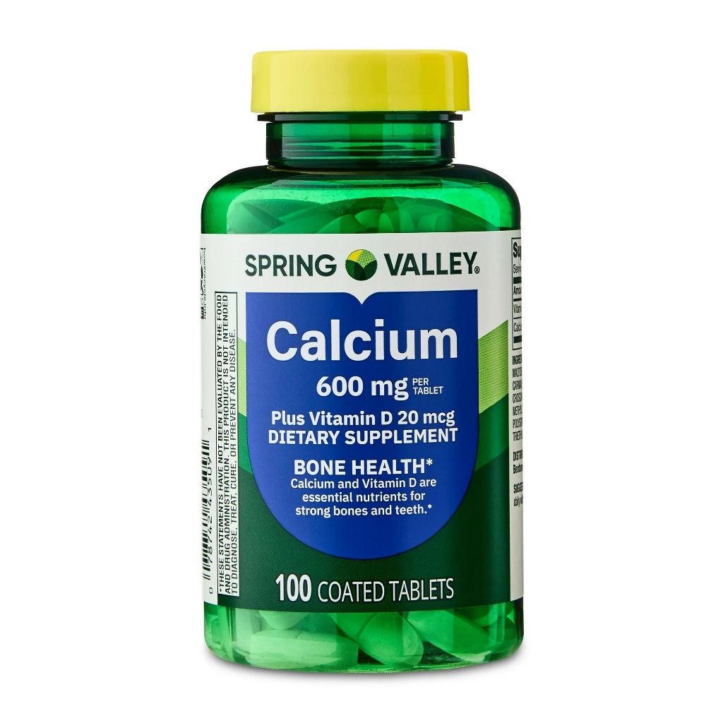 Cálcio COM PLUS Vitamina D3 Spring Valley  100 TABLETS IMPORTADO EUA