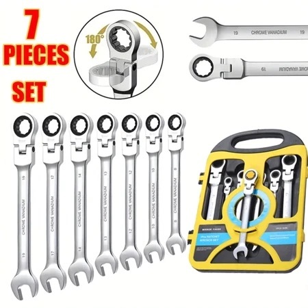 Kit 7 Peças Chave Ferramenta Combinada Catraca Boca Profissional Peças 08 A 19mm Promocao