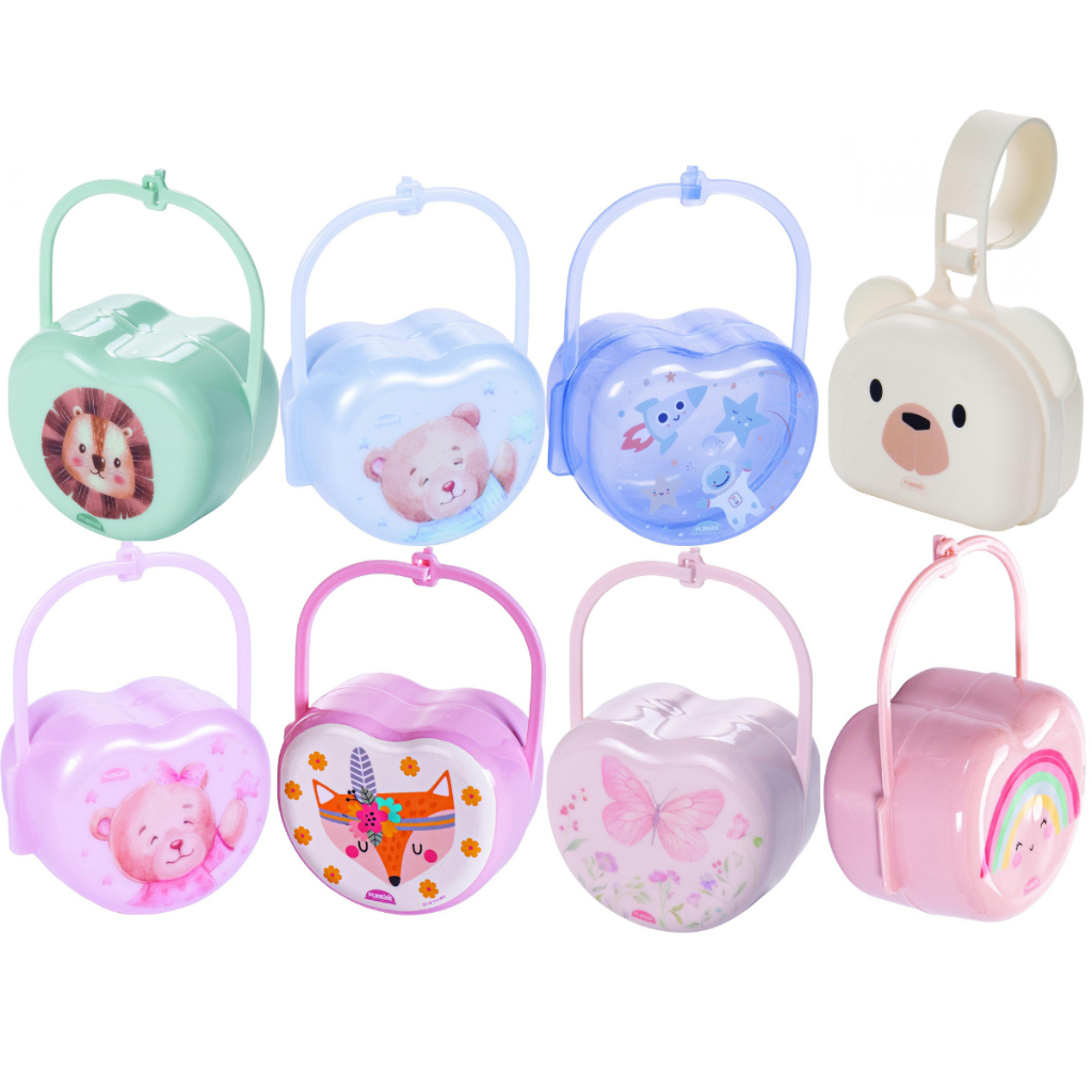 Porta Chupeta Infantil Bebê Menina e Menino com Decoração Lúdica - Plasútil