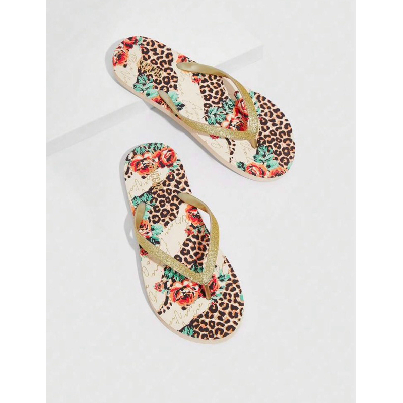 Mulheres Leopardo & Estampa Floral Detalhe De Brilho Chinelos De Dedo Do Pé , Fashionable Pvc Chinelos De Dedo