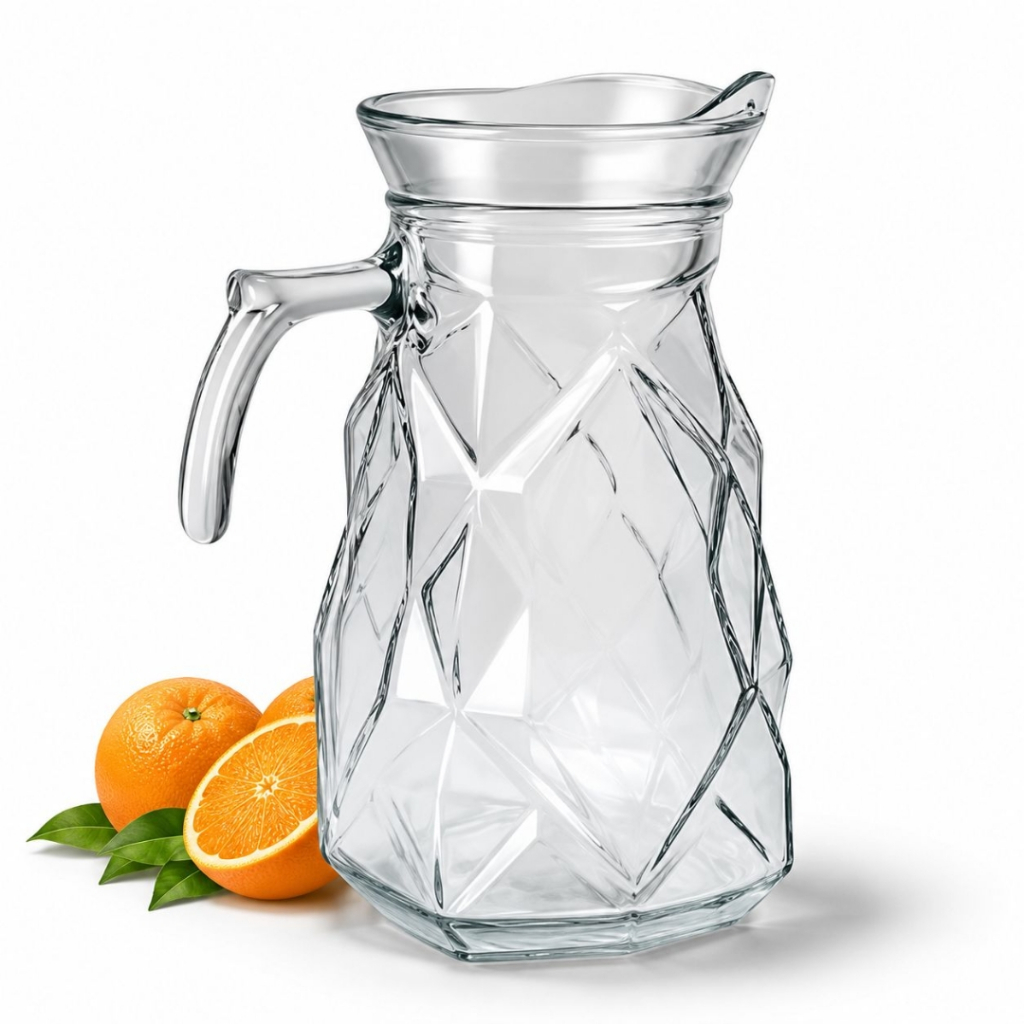Jarra De Vidro Grossa 1,8L Com Tampa Resistente Água Suco Drinks Elegante