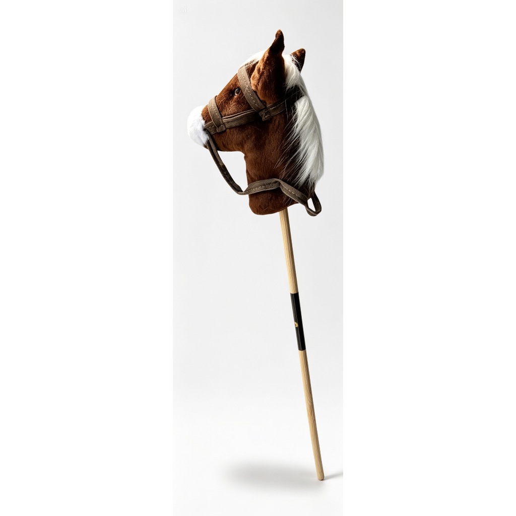 cavalinho de pau de madeira e pelúcia cavalo de cabo de vassoura