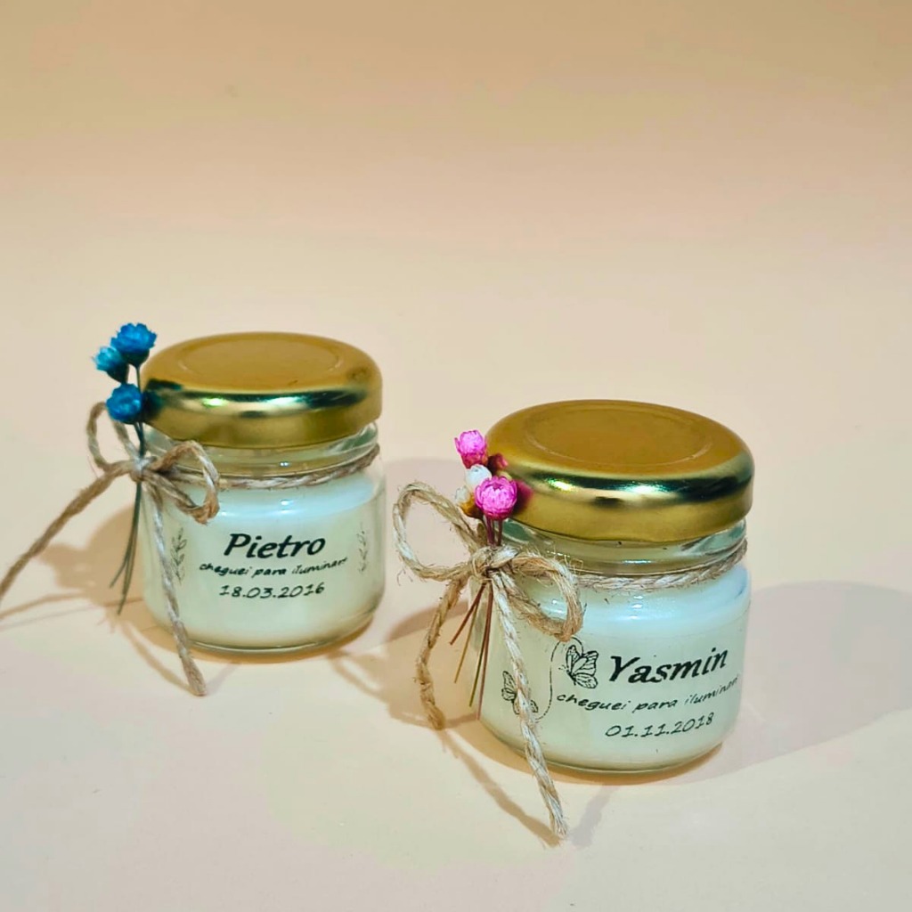 Kit 10 Velas Aromáticas Lembrancinhas Personalizadas para Maternidade menina e menino