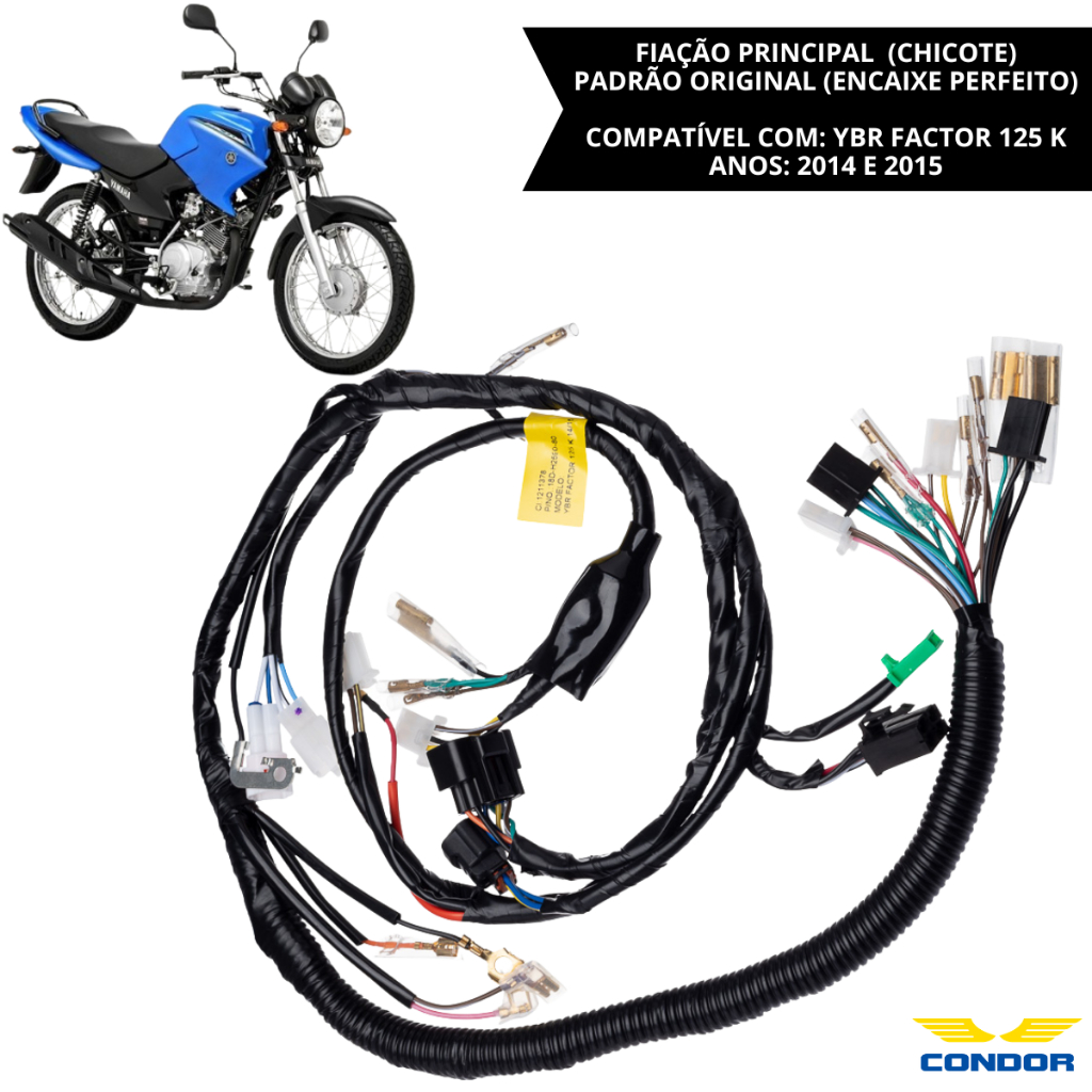 Chicote Fiação Principal YBR Factor 125 K 2014 2015 Condor Elétrica Completa Yamaha