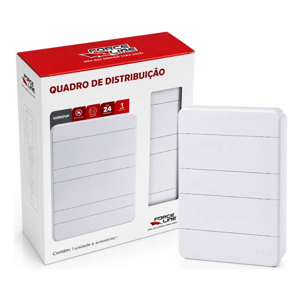 Quadro Distribuição Sobrepor P/24 Disjuntores Din Forceline