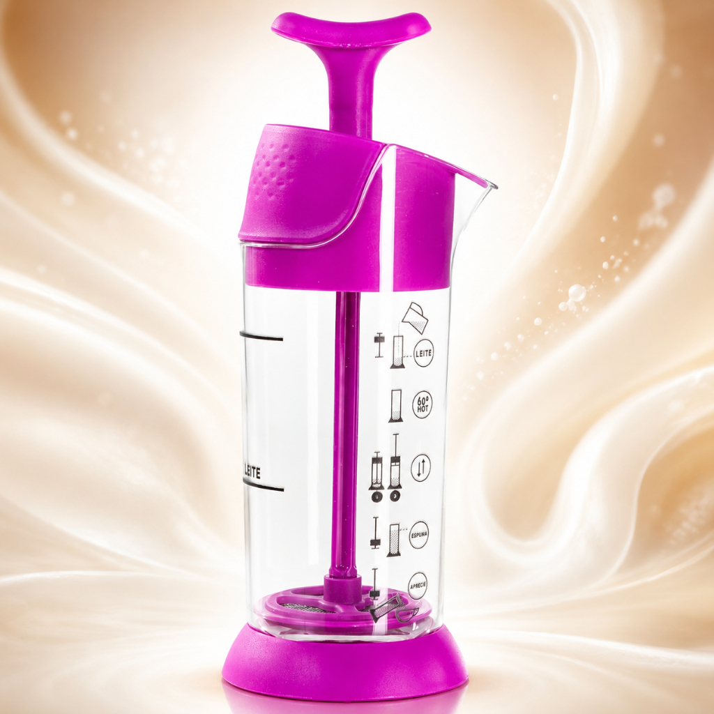Espumador de Leite Manual Cremeira Prensa Francesa de Leite 200ml para Cappuccino e Café Espuma