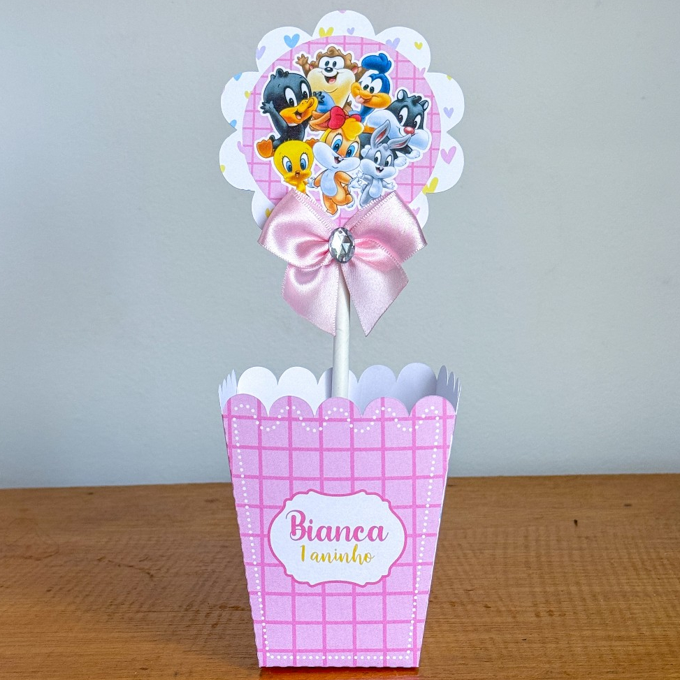 Cachepô  Centro de Mesa Baby Loones Tunes Menina  Lembrancinhas para Festa Lembrancinhas personalizadas Festa Infantil
