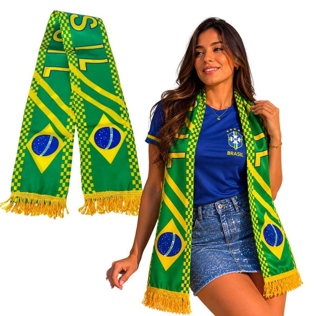 Cachecol Da Seleção Brasileira Torcedor Oficial Copa Hexa