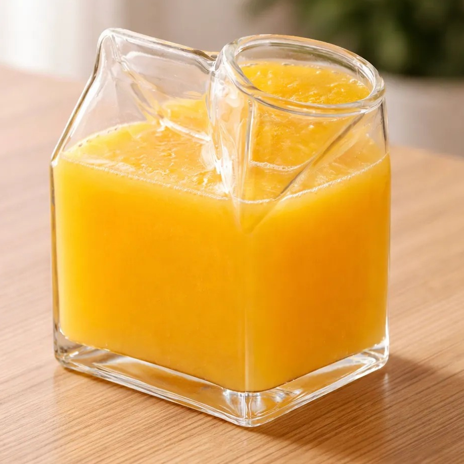 Imagem Jarra De Vidro Para suco Quadrada Luxo Formato De Caixa De Leite Hauskraft 350ml