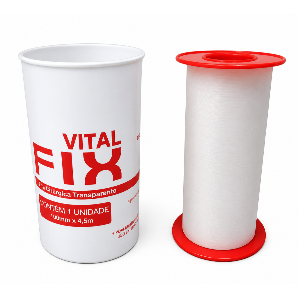Fita Transpore 100mm x 4,5m Hipoalergênica Transparente - Vital Fix
