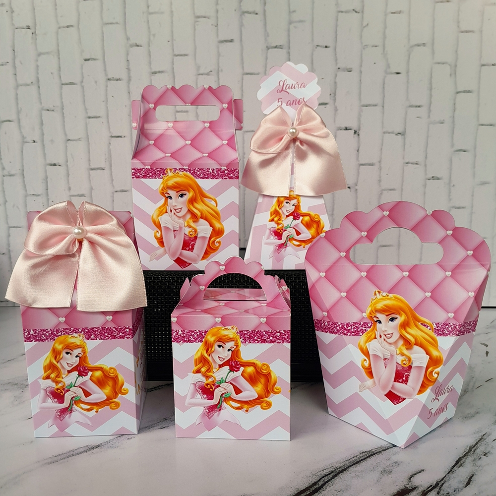PEGUE E MONTE Kit Caixas Personalizadas Lembrancinhas Princesa Aurora Bela Adormecida Lembrancinha Aniversário