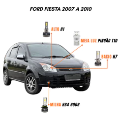 Kit Lâmpadas Farol LED Ford Fiesta 2007 a 2010 6500K Luz Branca – Y3