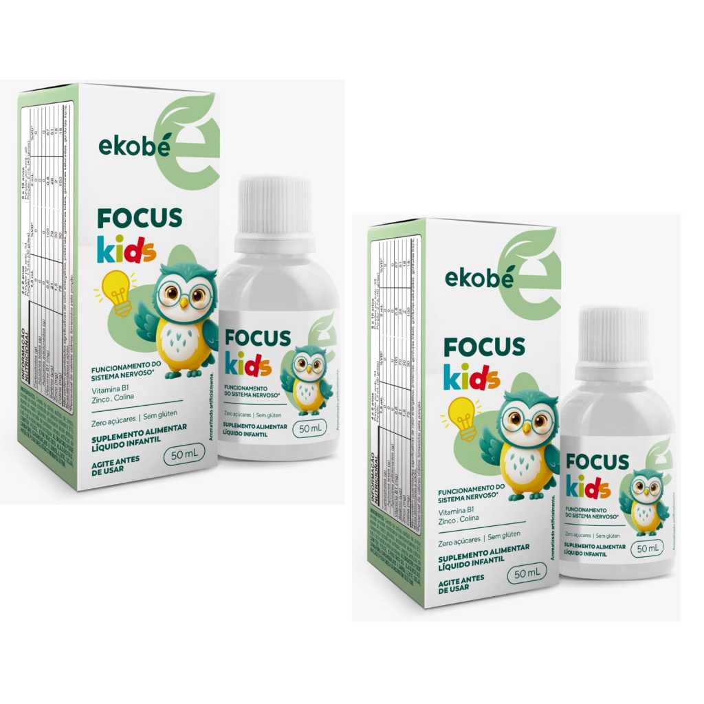 KIt 2x FOCUS KIDS 50ml Ekobé - PARA CRIANÇAS COM DÉFICIT DE ATENÇÃO - TDAH , MEMORY KIDS