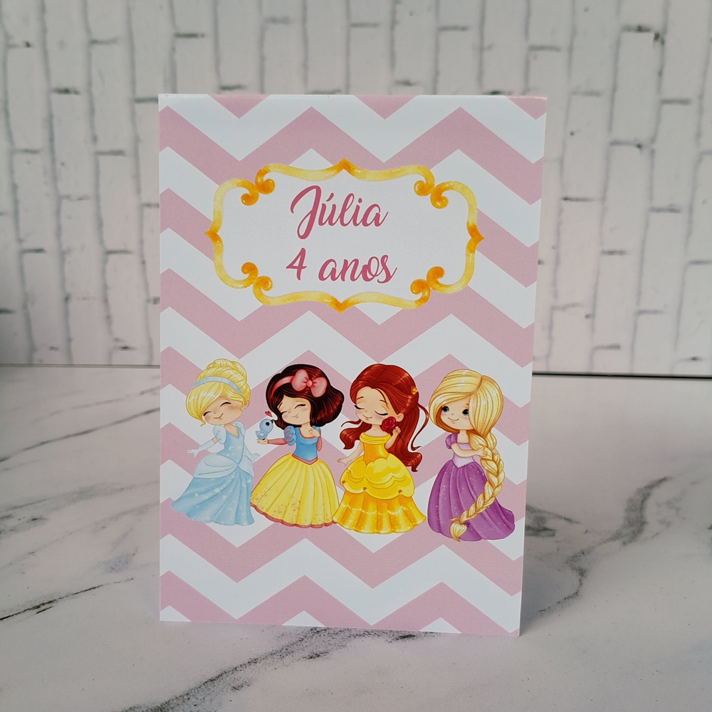 Plaquinha de Agradecimento Princesas Baby Cute Personalizada Enfeite de Mesa Centro de Mesa Festa Aniversário