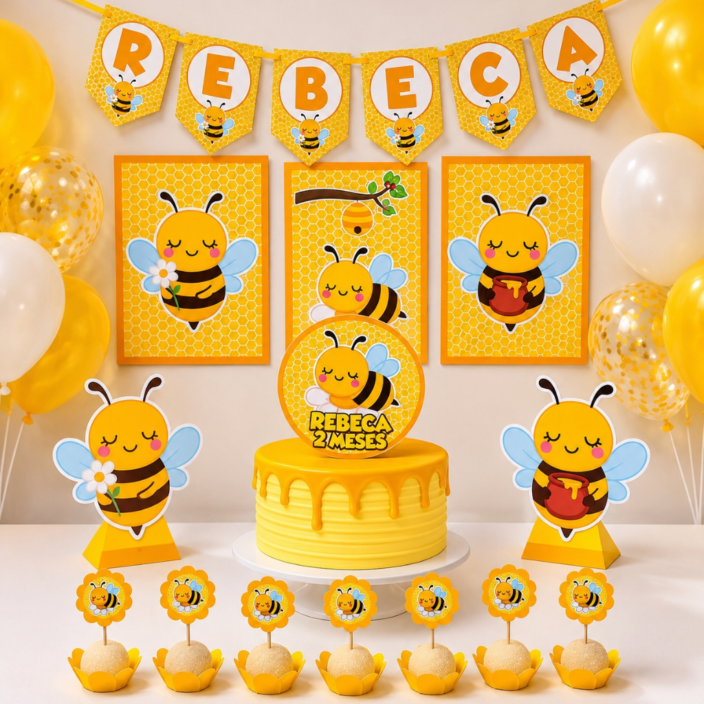 ENVIO RÁPIDO Kit festa Abelhinha - Abelha | Personalizado Bolinho Aniversário Lembrancinha