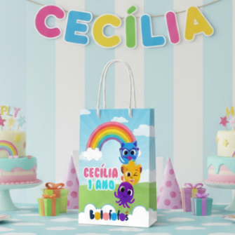 Sacolinha (M) | Sacola Bolofofos | Personalizada |Lembrancinha de Aniversário | PEGUE E MONTE