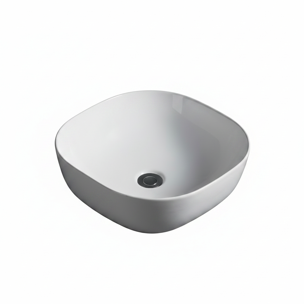 Cuba Banheiro Lavabo Pia Apoio Sobrepor Cerâmica Quadrada Branca 42,5x42,5 Pisa - Valenzi Home