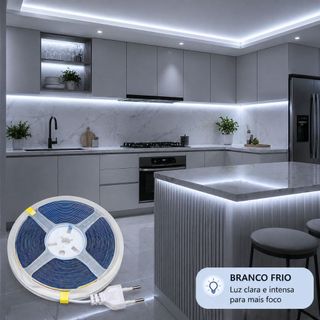 Fita LED COB 220V 10m Alta Densidade 320 LEDs/m Iluminação Contínua Flexível Branco Quente Frio Neutro Decoração Interna