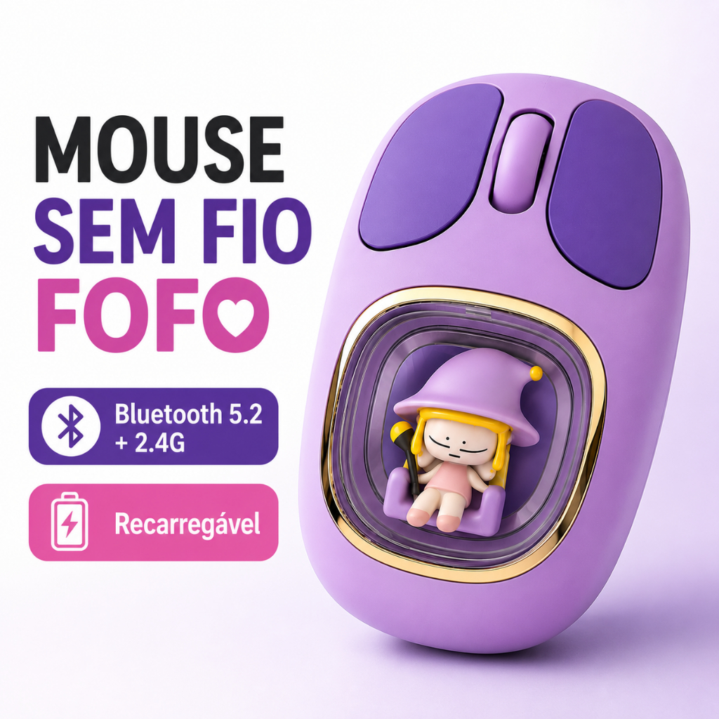 [OFERTA] Mouse Gamer Sem Fio Bluetooth RGB Transparente Recarregável Silencioso + R$5 Cupom