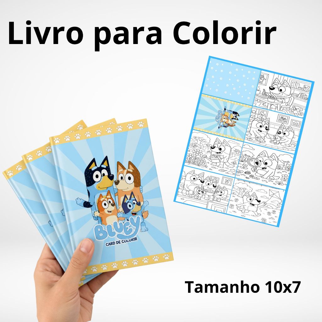 Kit 10 Livrinhos Para Colorir Personalizados Lembrancinha Infantil Sacolinha surpresa Tema Bluey
