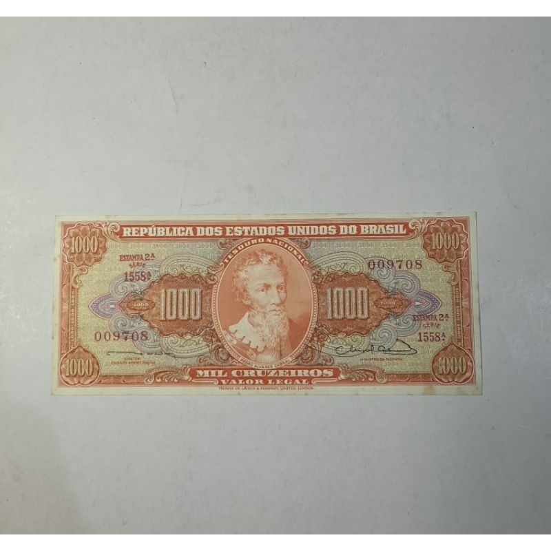 Cédula 1000 Cruzeiros, Cabral. Flor de Estampa.