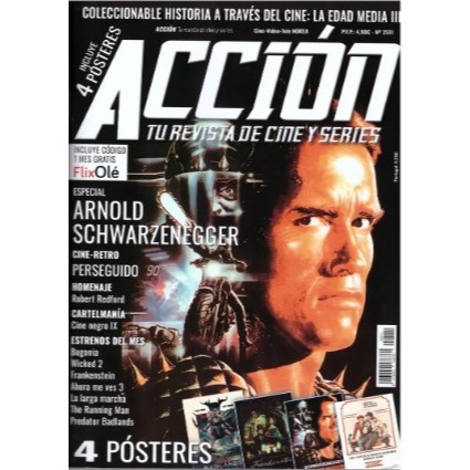REVISTA ACCION, DE NOVEMBRO DE 2025, COM ARNOLD SCHWARZENEGGER NA CAPA.
