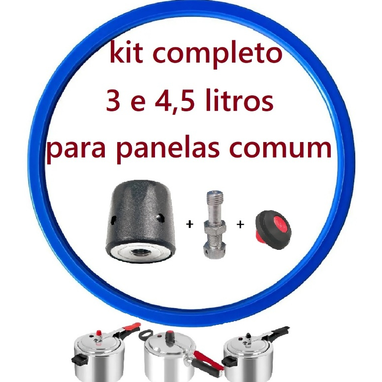kit Borracha + peso + pino central +selo de segurança Para Panela De Pressão 3/4,5 litros