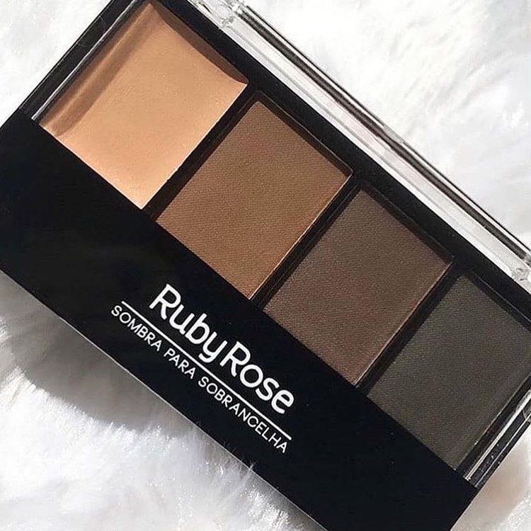 Paleta para Sobrancelhas Ruby Rose 4 Tons + Primer Fixador Preenchimento Natural Longa Duração