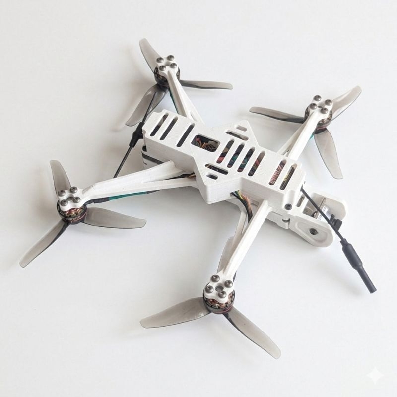 Kit Estrutural Drone FPV Maker Chassi Frame Impressão 3D Branco Projeto DIY