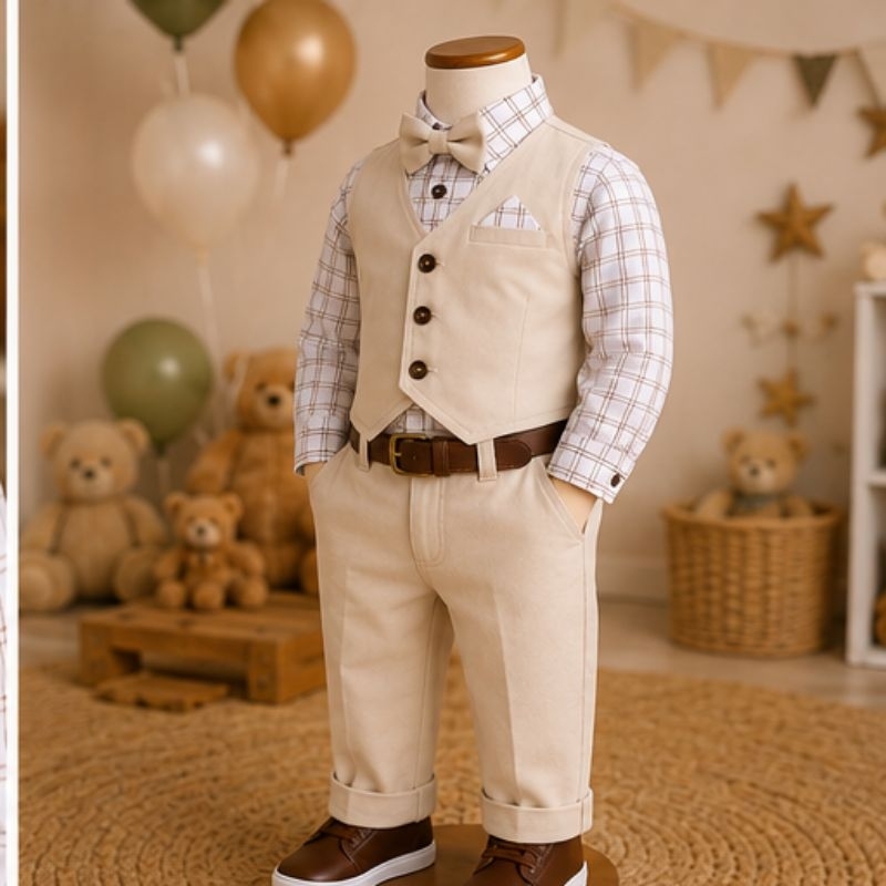 Roupas De Bebê Conjunto Social Com Colete Festa Batizado Leley Kids