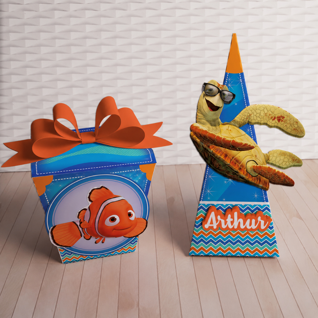 Kit Caixinhas Procurando Nemo Personalizadas | Lembrancinhas Festa Infantil | Nemo, Dory e Tartaruga
