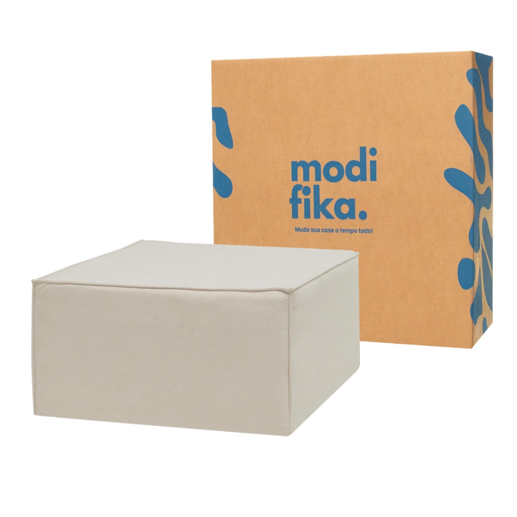 Puff Modular Paladium para Sofá Sala 1 Módulo Estofado Apoio Pés Extensão com Capas e Zíp…