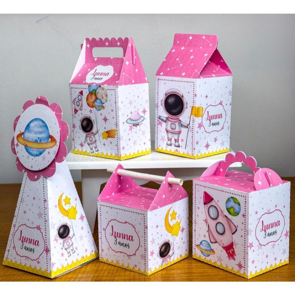 ENVIO RAPIDO/PEGUE E MONTE /CAIXINHAS MILK/LEMBRANCINHAS/PERSONALIZADOS:TEMA ASTRONAUTA MENINA