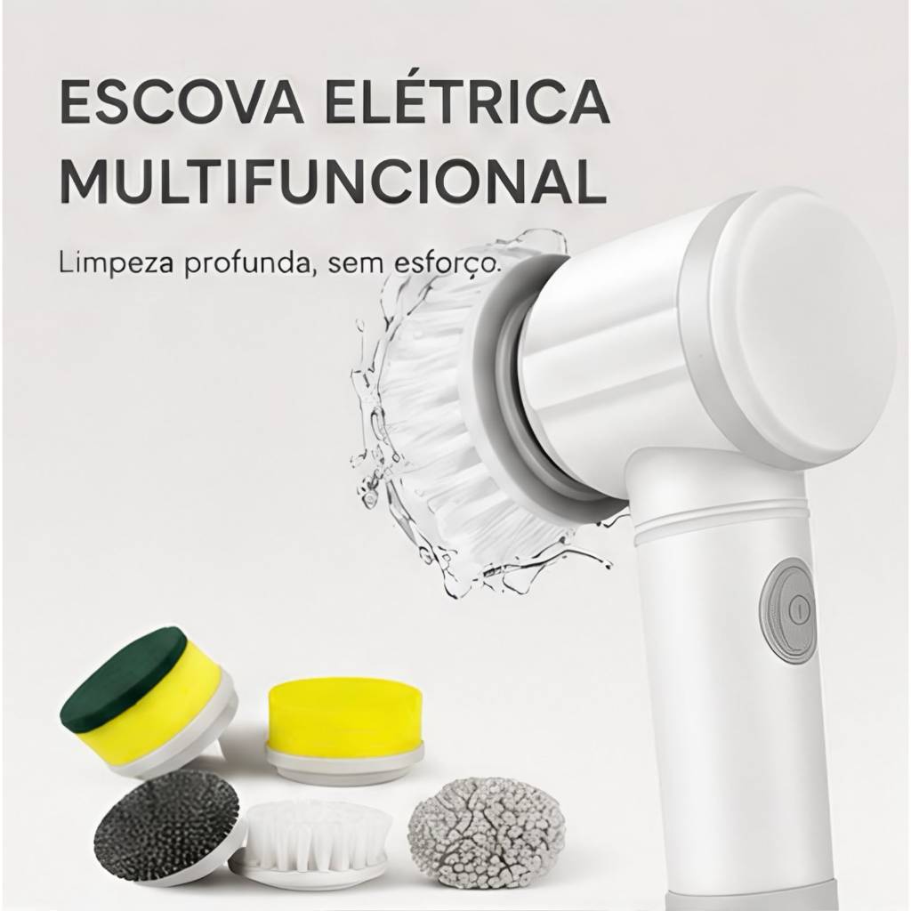 Kit 5 em 1 Escova Eletrica de Limpeza Sem Fio-Conjunto de cabeças de escova Limpador multiuso Adequado Cozinha Banheiro
