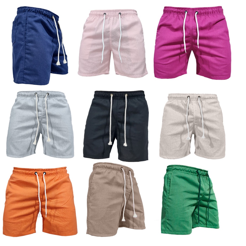 kit 5 short linho masculino bermuda basico premium casual confortavel