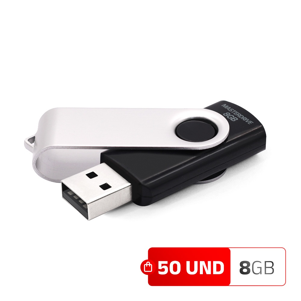 Pendrive 8GB Kit 50 ATACADO MasterDrive USB 2.0 BigBlack
