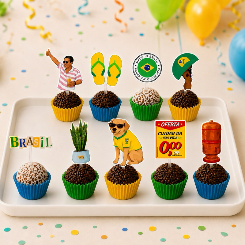 50 Topper Docinho Tag Personalizado Brasilidades Brasil