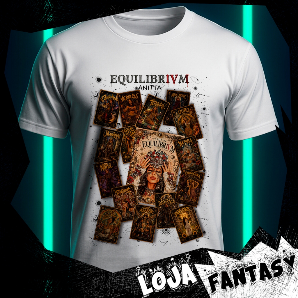 Camiseta Anitta - EQUILIBRIVM - Tarot Collection - Fantasy art - Deck bege