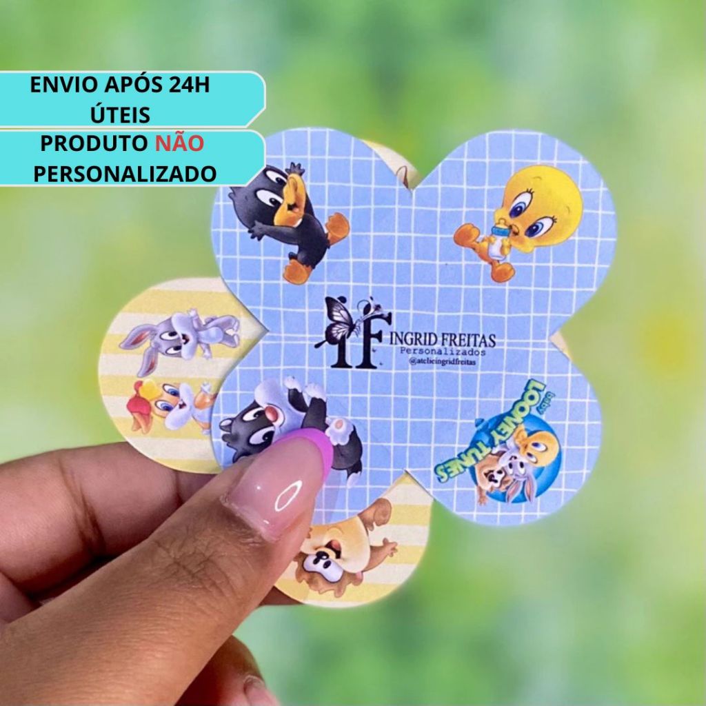 Forminha Personalizada para Docinho Baby Looney Tunes Forminha temática para Brigadeiro Pétala festa aniversário