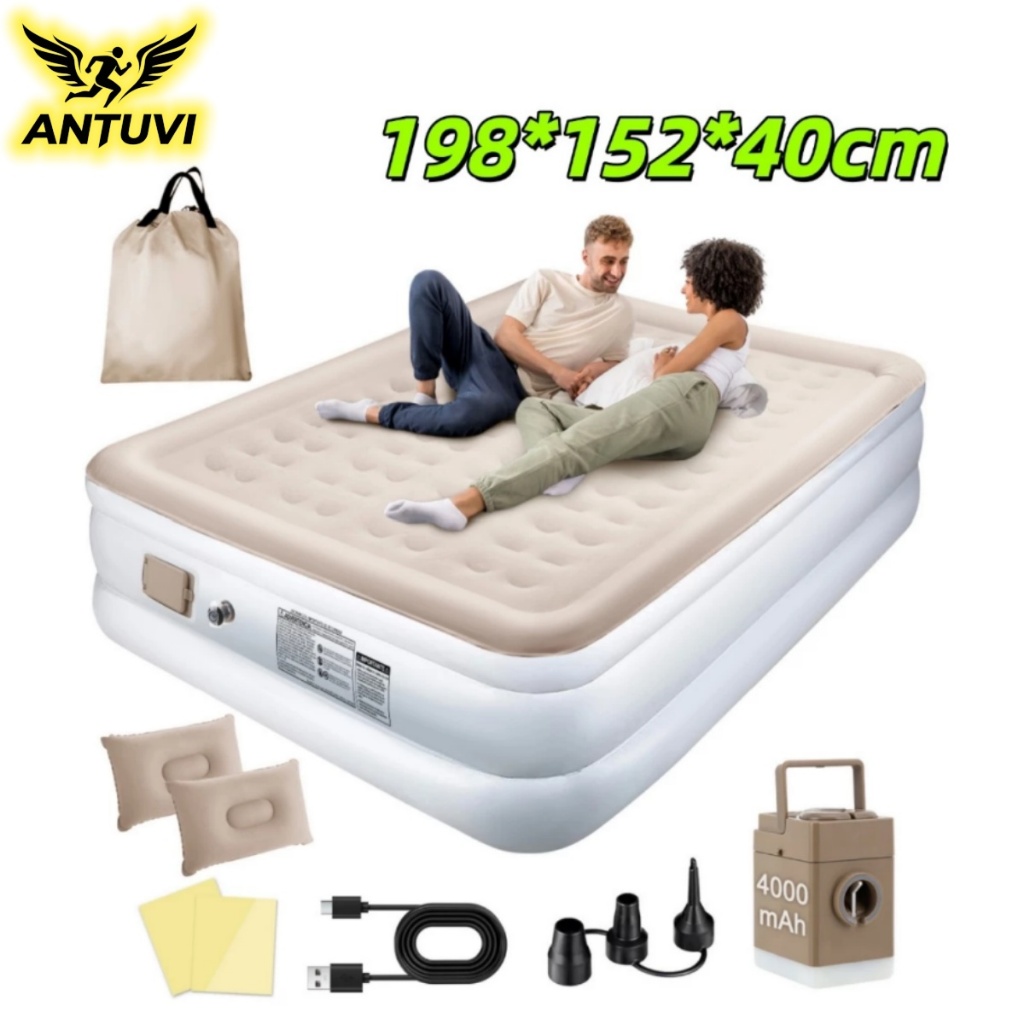 Colchão Inflável Queen Casal 198*152*40cm Com C/Bomba Bivolt Usb Cama De Campanha