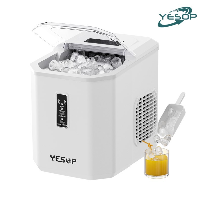YESOP Máquina De Gelo Portátil Branca 12kg/dia 127V Produção Rápida Turbo Ice Pa