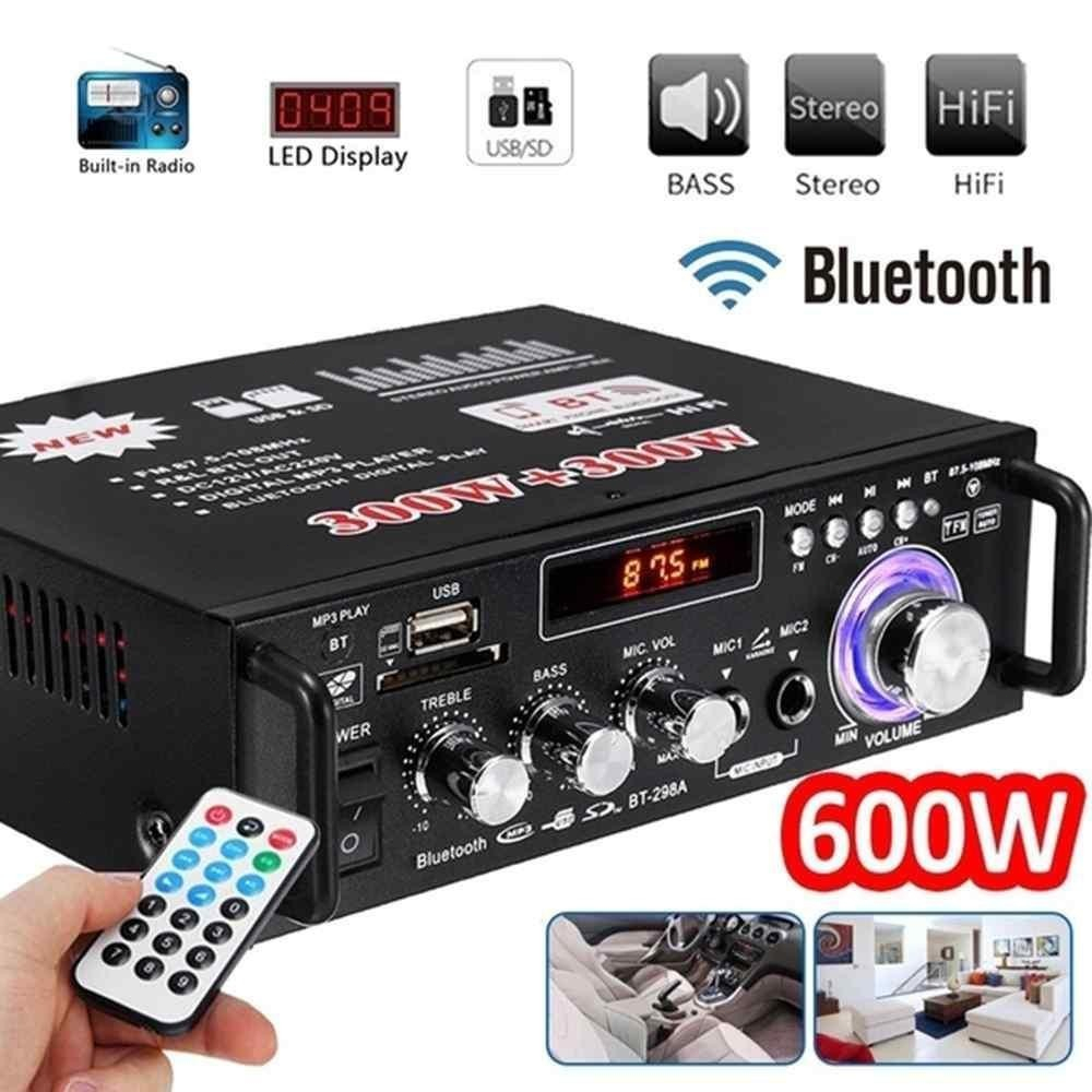 Dual Volt Voltage 110V-220V Mini Audio Amplifier 600W HIFI Bluetooth FM Radio – Perfect for Your Home or Car