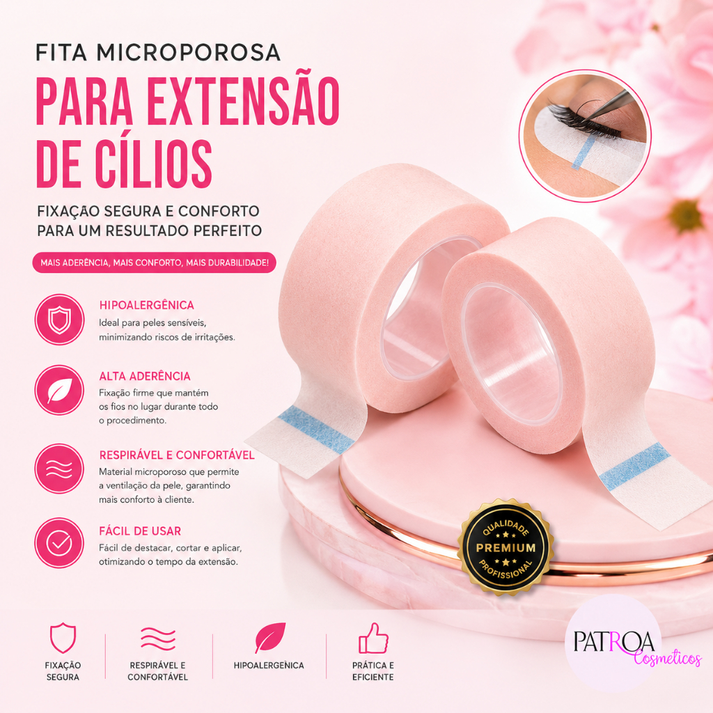 2 Fitas Micropore Antialérgica Extensão Alongamento De Cílios Fio a Fio 10m