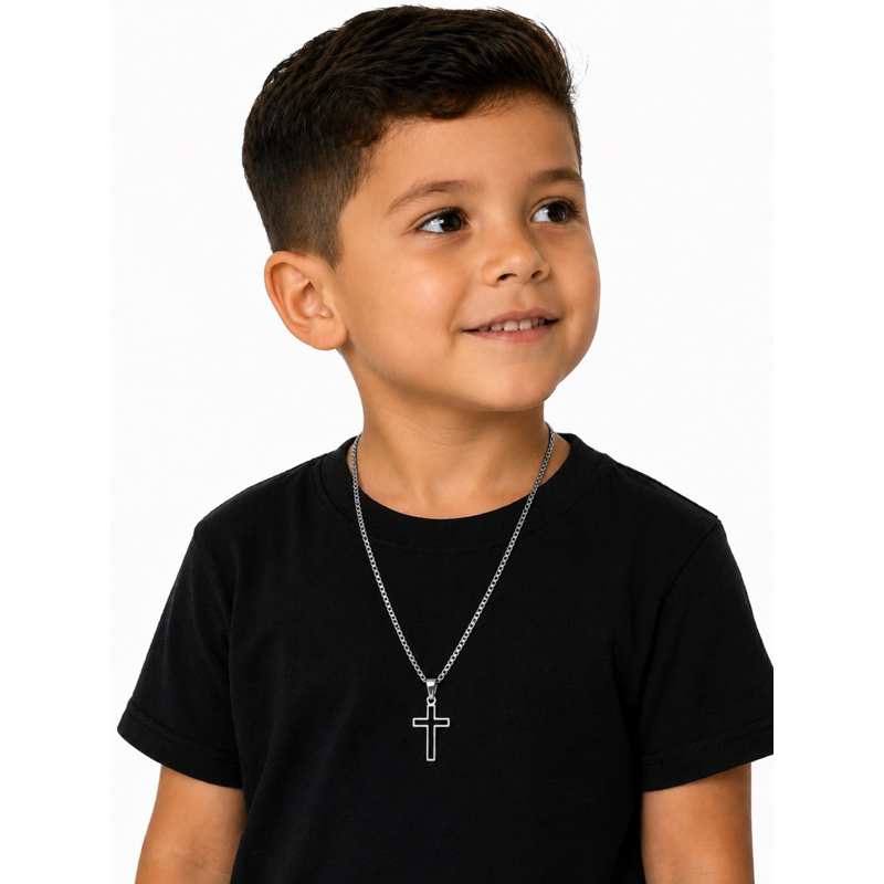 Corrente Masculina Infantil Aço Inoxidável Premium Cor Prata