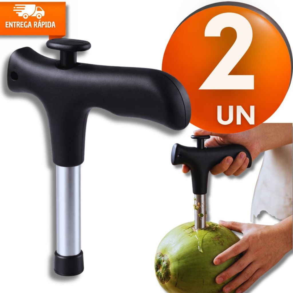 Kit 2 Furador de Coco Verde Inox Abridor Manual para Água de Coco
