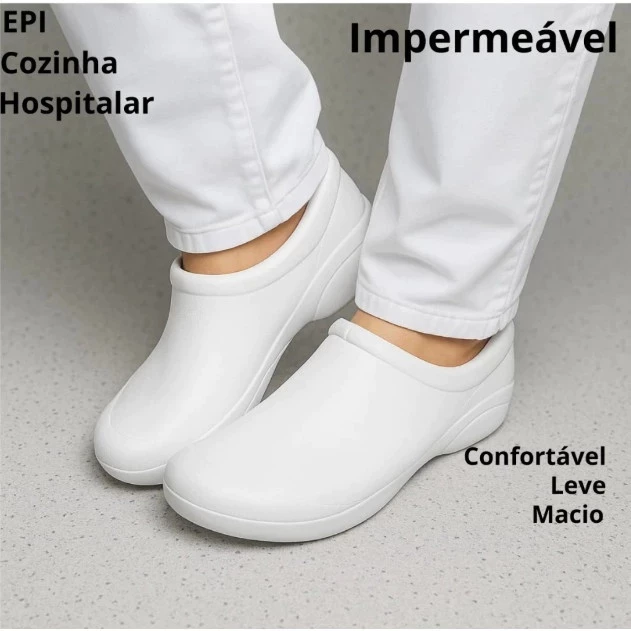 Sapato Fechado EPI, Antiderrapante – Hospital, Cozinha, Enfermagem Limpeza e Serviços Conforto