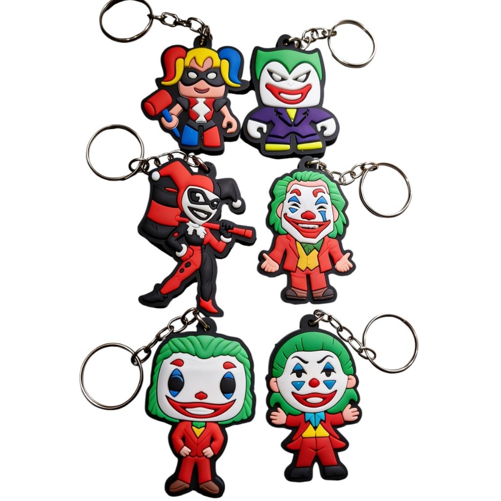 ⭐ Kit  36 Chaveiros Joker y Harley Quinn Emborrachado Alto Relevo