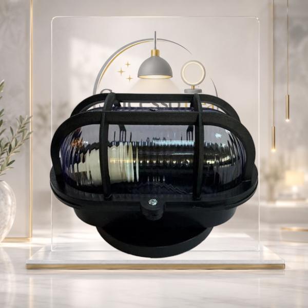 Arandela Oval LED E27 IP65 Preta - Luminária Externa para Parede | Sucesso Dea