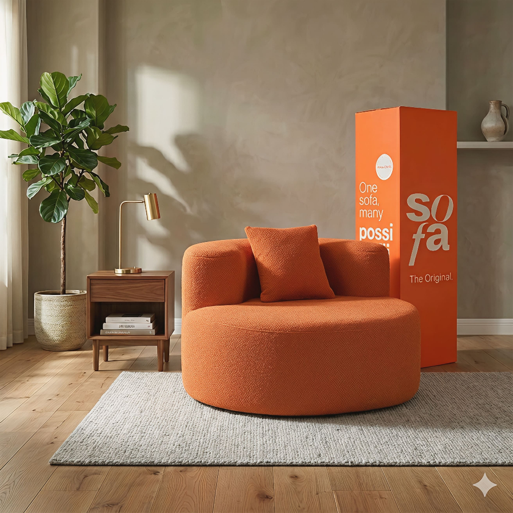 Puff Poltrona Dunne Design Moderno Em Tecido Bouclé Sofá Na Caixa