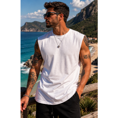 Regata Cavada Masculina Oversized Academia Musculação Confortável